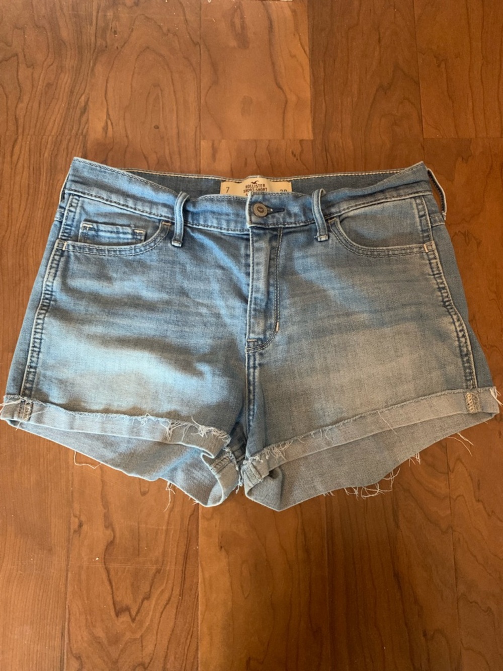 Hollister Light Blue Denim Cuffed Women's Shorts
